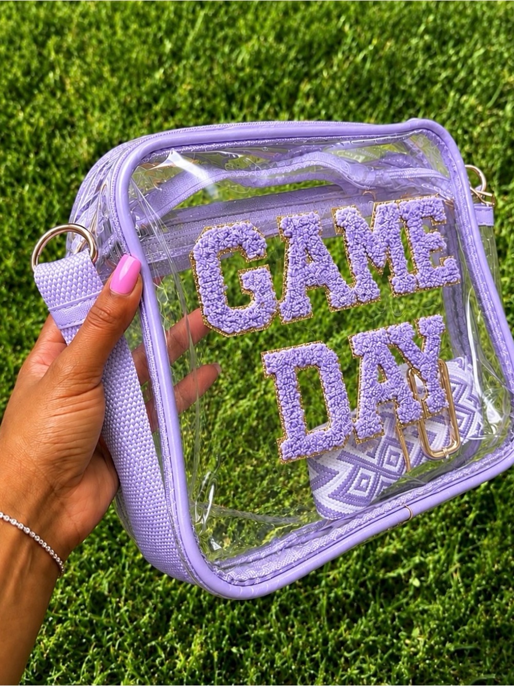 Clear Lavender 'Game Day' Crossbody Bag